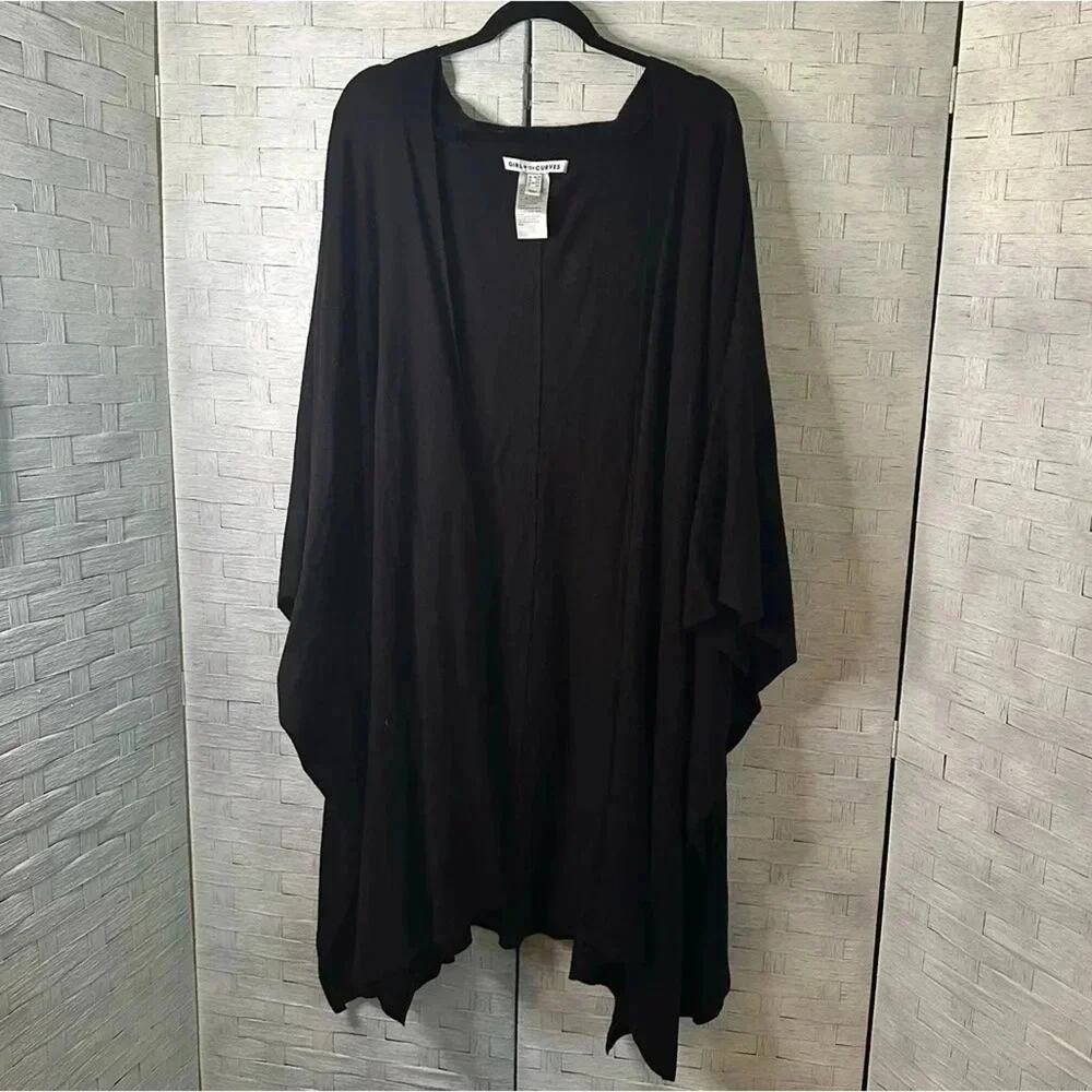 Girl With Curves Women's Tunic Sweater Black rap coverup Whimsigoth Plus Size
